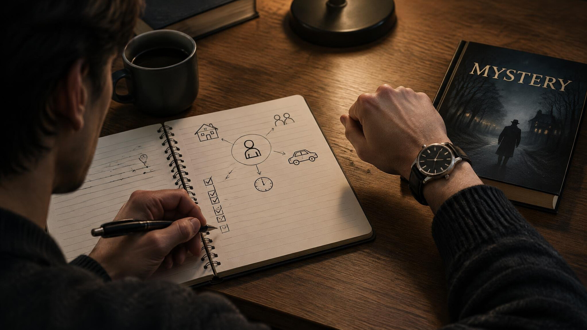 writer planning alibi